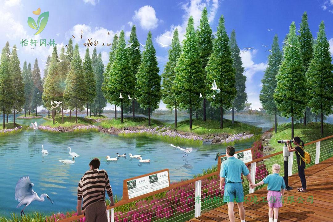 湖北荆州环长湖湿地公园绿化景观设计案例效果图