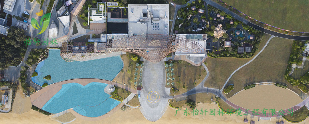 白塘湾海滨度假休闲精品公园温泉体验区景观绿化工程实景图