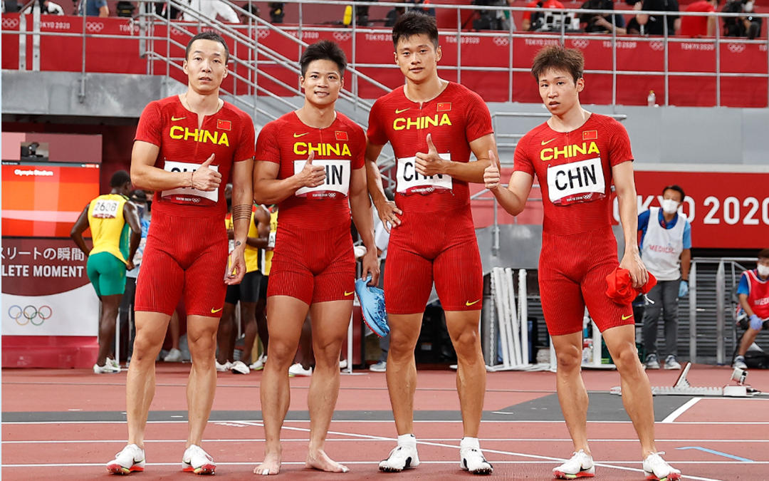 中国男子4×100米接力队东京奥运会主力队员吴智强、苏炳添、谢震业、汤星强（从左至右）均入围世锦赛名单。
